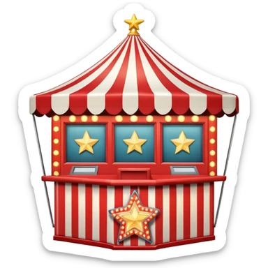 A circus ticket booth with retro lights and star-shaped sign. sticker