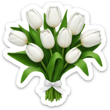 White bouquet of tulips sticker