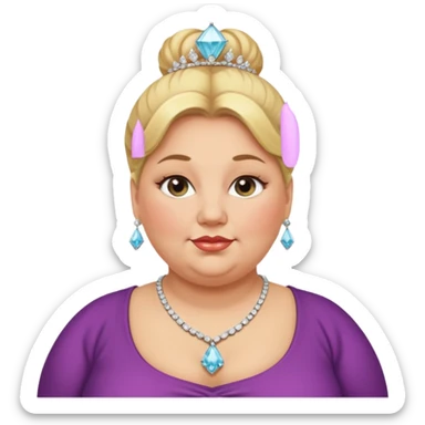 very obese rich blonde bun haired woman sticker