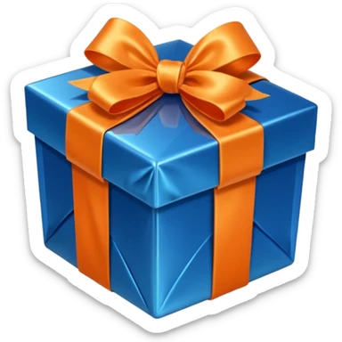 crystal orange gift box with blue ribbon sticker
