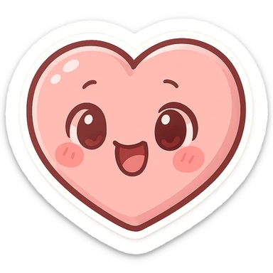 pink heart, cute and expressive, chibi style sticker sticker