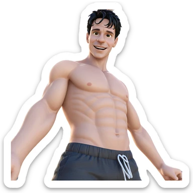smiling topless boy outdoors sticker
