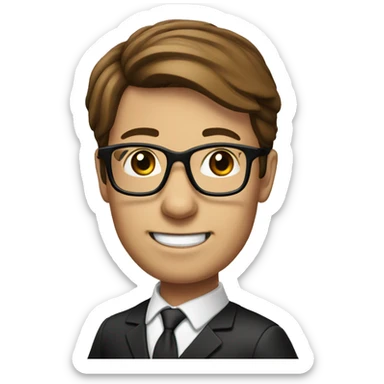 Head of a Lawyer with glasses,brown hair and smil sticker
