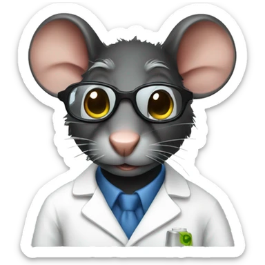 Black rat scientist sticker