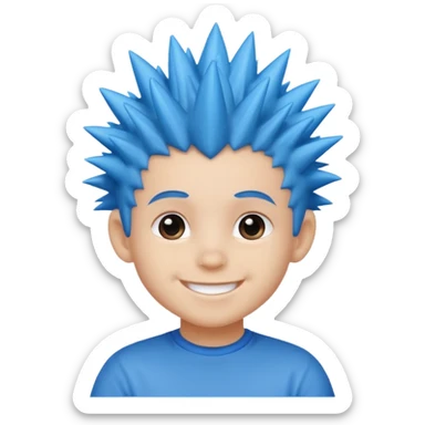 blue spiky haired kid  sticker