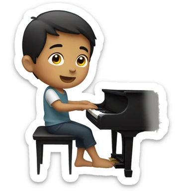 Small Filipino boy playing piano sticker