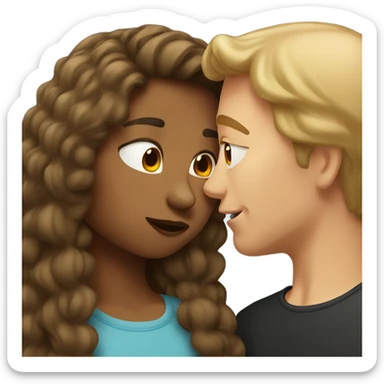 brown hair girl kissing dark blonde hair man sticker