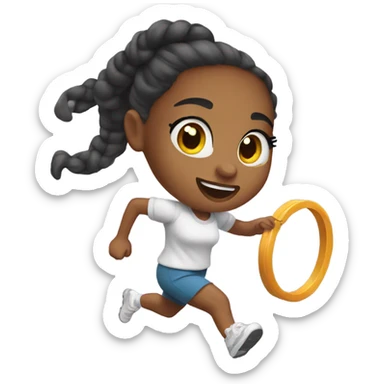 Girl Running with big hoop earrings  sticker