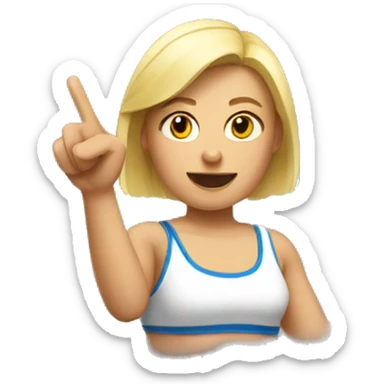 blonde woman in sport top raising her hand hello sticker