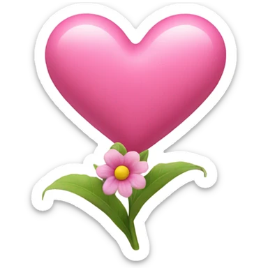 pink heart with flower sticker