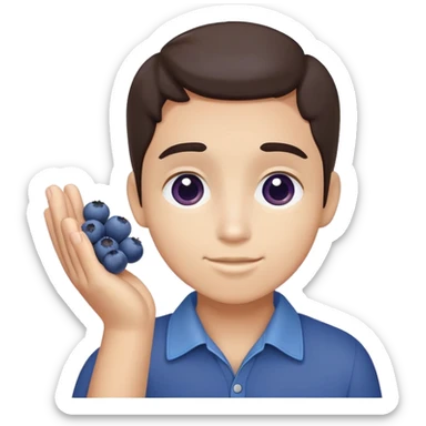 blueberries being held in the palm of a hand sticker