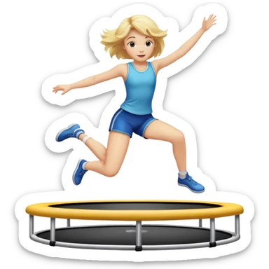 Trampoline with blonde girl jumping sticker