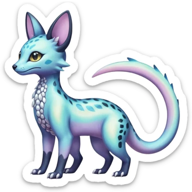Shiny Pastel White Iridescent Celestial Salandit-Umbreon-Genet-Noivern-Noibat-Serval-Hybrid (Full body) sticker