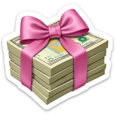 liasse de billet avec un noeud rose en satin sticker