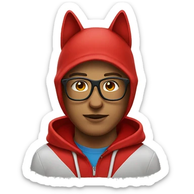 Nerd emoji wearing a red puma hood sticker