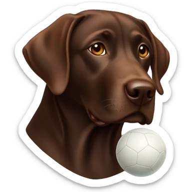 Chocolate lab with a ball sticker
