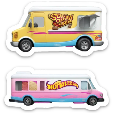 Side view hot wheels sporty 20 foot long banana split Ice Cream step van  sticker