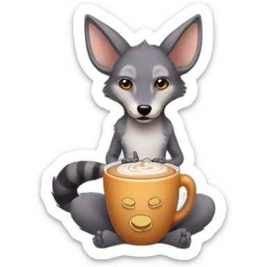 Jackal holding hot cocoa sticker