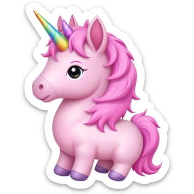Cute Cartoon style pink baby unicorn 
 sticker