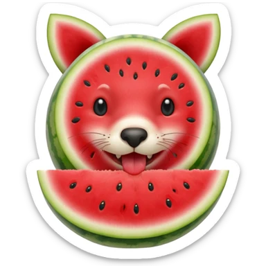 animal eating watermelon sticker