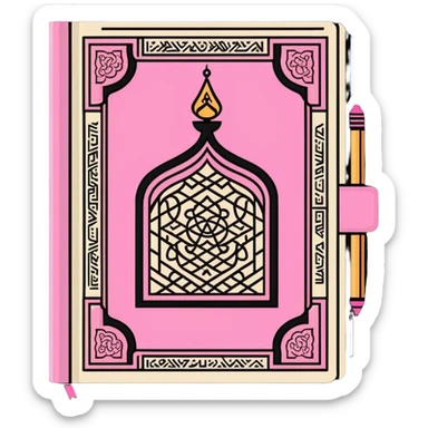 Pink Quran book with Islamic patterns sticker