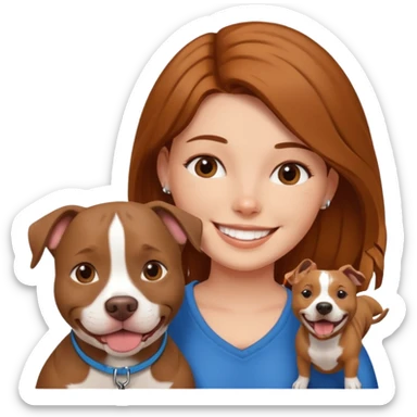 smiling girl with smiling pitbull dog sticker