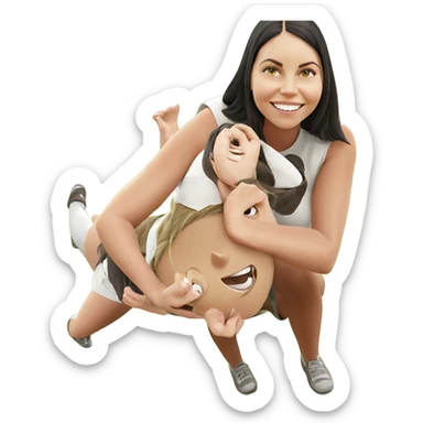 smiling girl on grass parody sticker