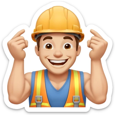 builder laughing exaggeratedly sticker