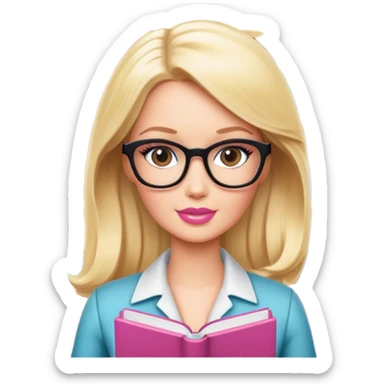 blonde librarian barbie sticker