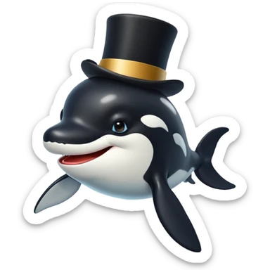 orca with a top hat sticker