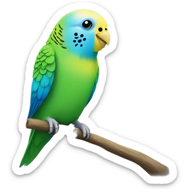 green budgie with yellow head and blue budgie nose sticker