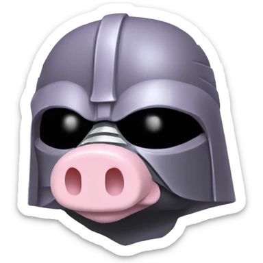 Lavender gray Pig darth Vader mask face armadillo darth Vader fanned tail feathered tail pig armadillo darth Vader face sticker