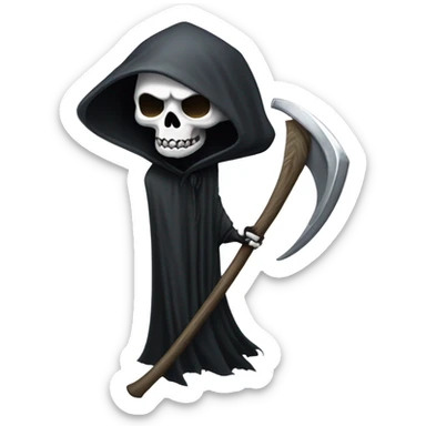 Grim reaper head with scythe sticker