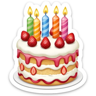 strawberry shortcake with multicolor birthday candles sticker