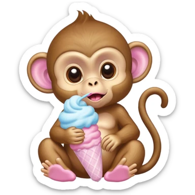 Baby monkey with cotton candy on vacation  sticker