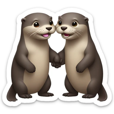 Smiling otters holding hands sticker