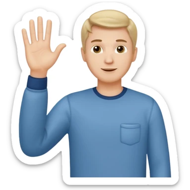 A white man in casual clothes stands and waves his hand in greeting. sticker