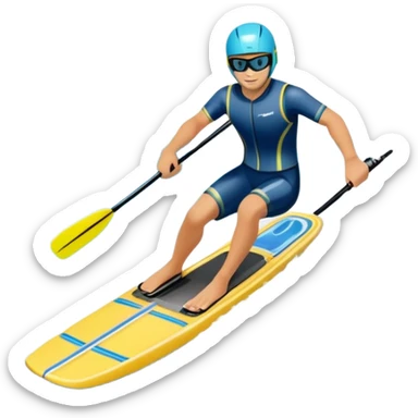 humanless icon showing water skis on the surface of the water, with the skis cutting through the waves, and a distant boat in the background creating a wake. The design highlights the smooth, dynamic motion of water skiing. Transparent background emphasizes the thrill of the sport sticker