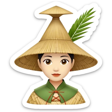 ​Cinematic Realistic Traditional Vietnamese Nón Lá, depicted as a delicately crafted conical hat made of bamboo and palm leaves with subtle texture and natural wear, evoking authentic cultural heritage, please show the hat only sticker