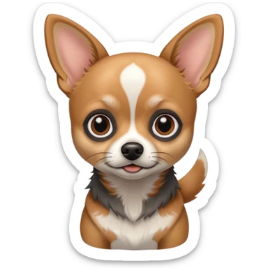 Chihuahua mix with grey, brown, and black fur less fur sticker