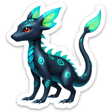 Colorful Neon Exotic Salandit-Aurorus-Umbreon-Fakémon-hybrid-creature (full body)  sticker