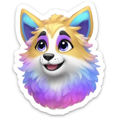 Colorful gradient-Sparkle-nebula-fursona anthropomorphic furry full body sticker