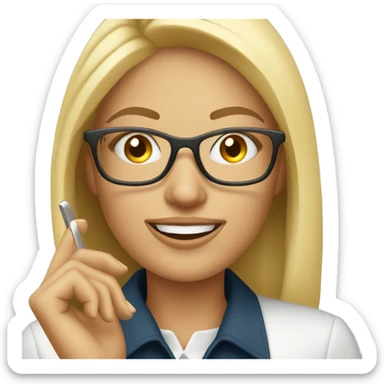 Beautiful Blonde woman wearing glasses calling on cell phone sticker