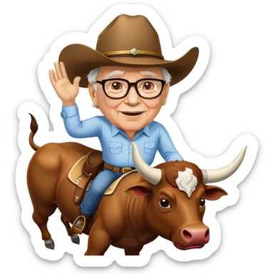 Warren Buffet riding bull sticker