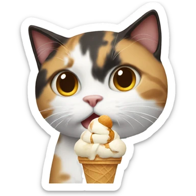 Icecream with calico cat sticker