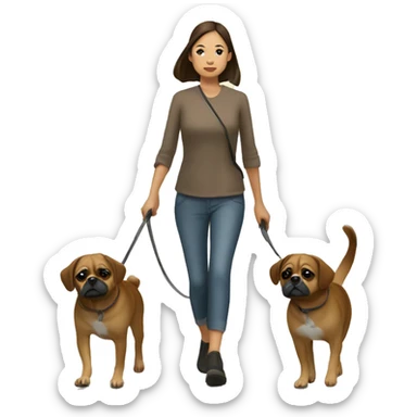 Mid 30s filipina walking two brown pugaliers on leash sticker