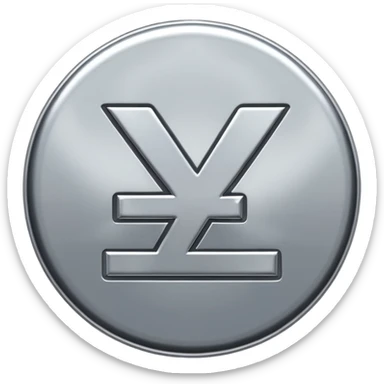 Create a yuan sign emoji in apple emoji style with silver color, no text, just the symbol. sticker