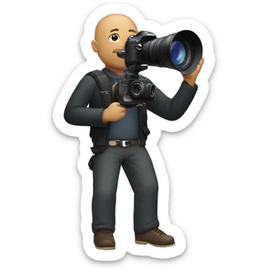 Bald Black guy with canon camera  sticker