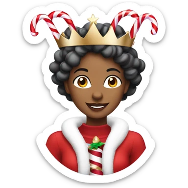 Queen with candy canes celebrating Christmas  sticker