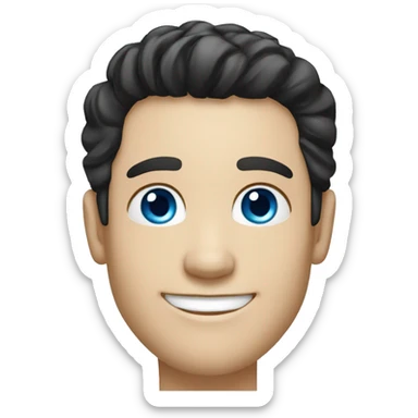 Man, blue eyes, black hair, bright blue eyes, white skin, caucasian, smiling, happy sticker